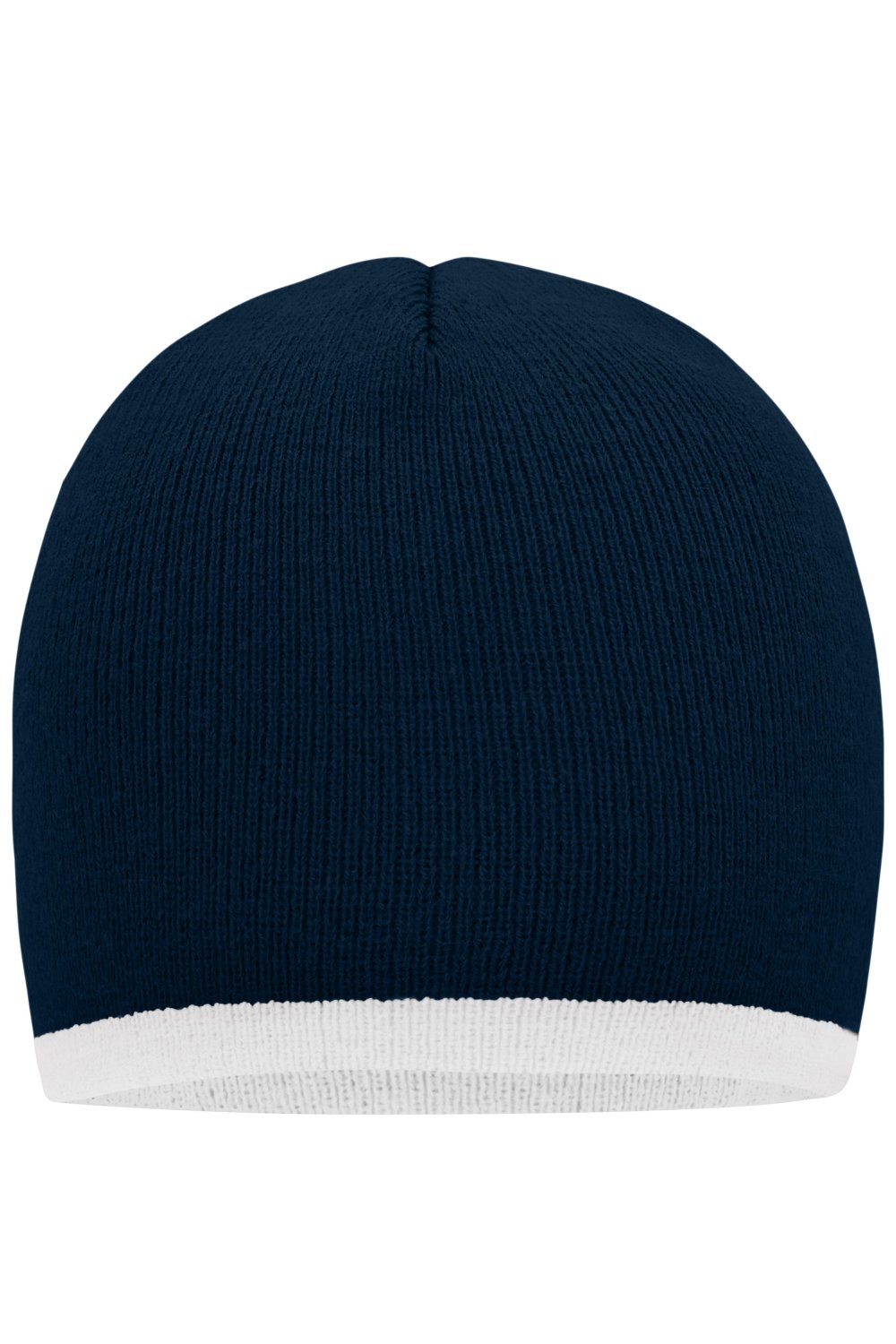 Daiber Beanie with Contrasting Border in Navy/White – Vorderansicht