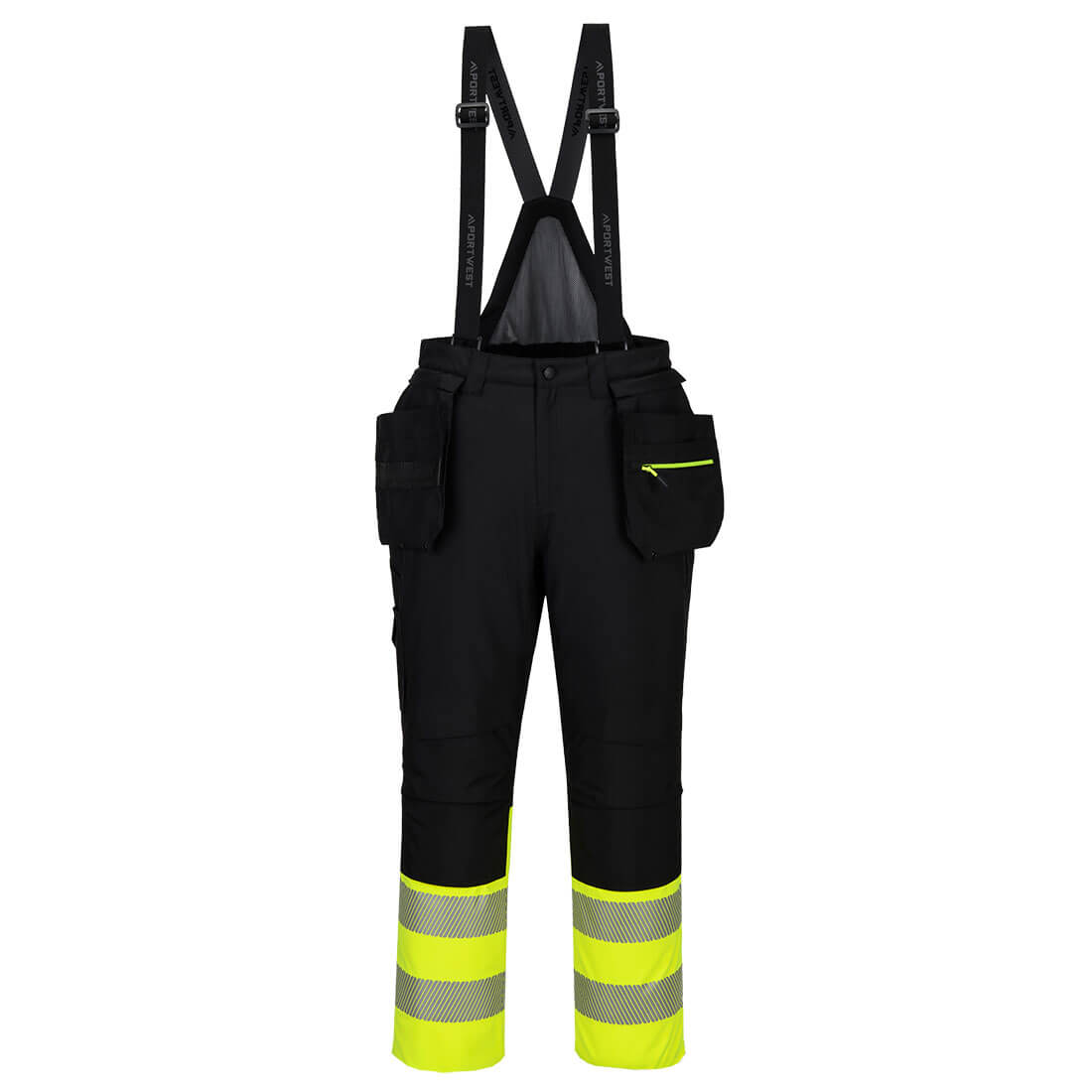 Portwest DX4 Hi-Vis Class 1 Winter Bib and Brace in Gelb/Schwarz – Vorderansicht