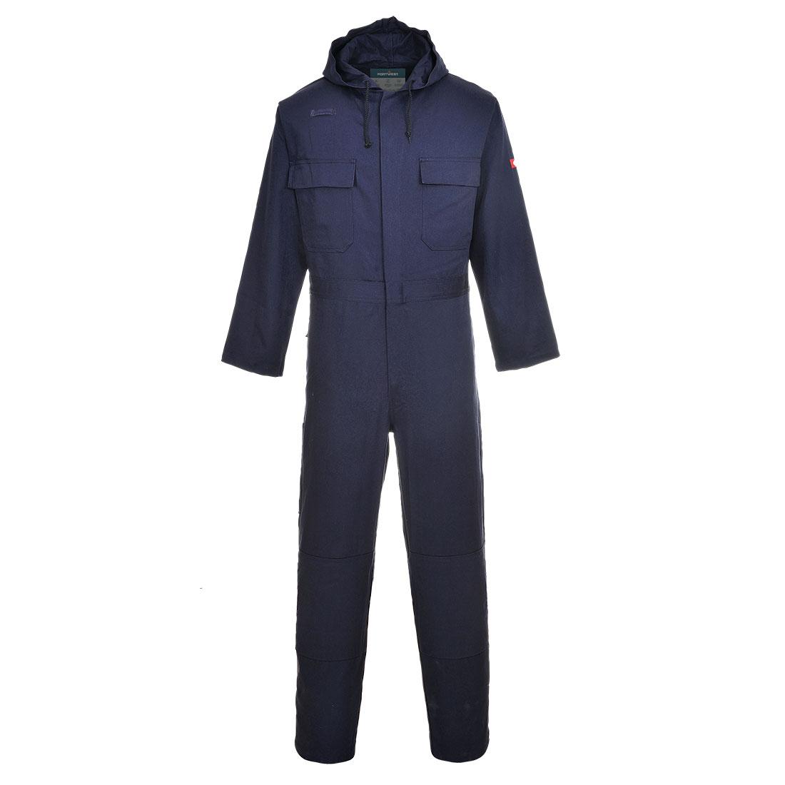 Portwest Bizweld Work FR Hooded Coverall in Marine – Vorderansicht