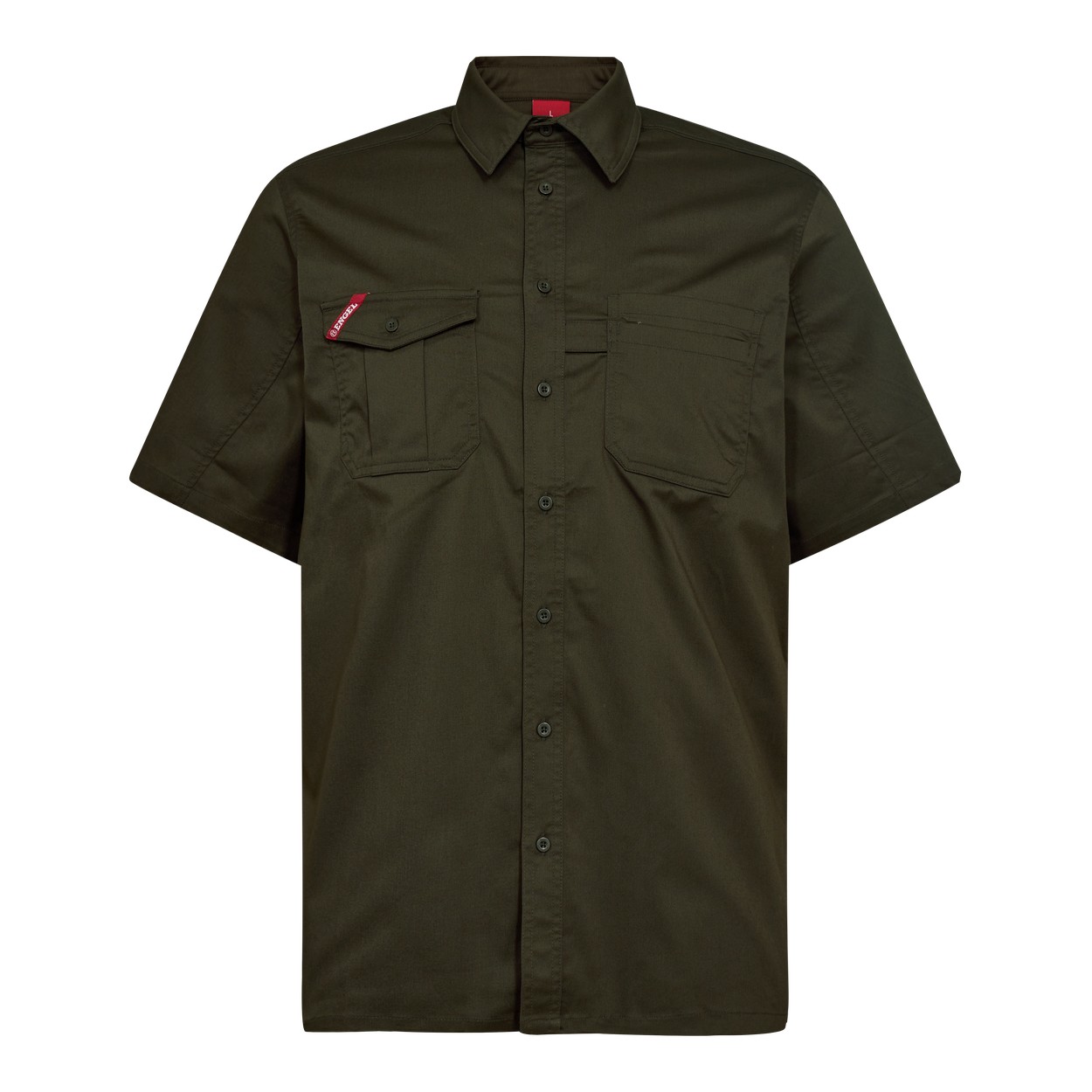 ENGEL Extend 7184-812 kurzärmliges Hemd mit Stretch in Forest Green – Vorderansicht