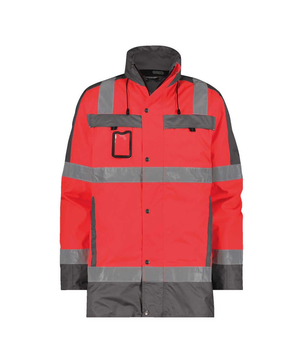 DASSY® Limasol in Neonrot/Zementgrau – Vorderansicht