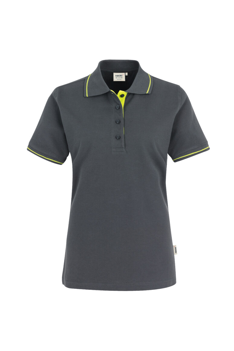 HAKRO 203 Damen Poloshirt Casual in Anthrazit/Kiwi – Vorderansicht