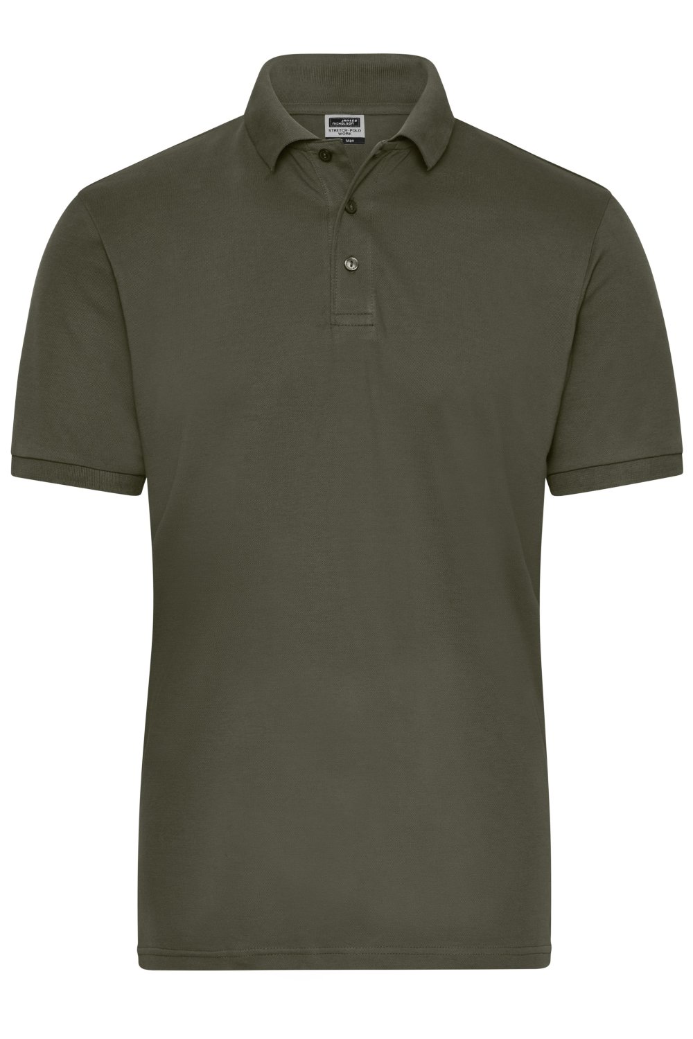 Daiber Men's ORGANIC Stretch-Polo Work - SOLID - OCS Blended in Olive – Vorderansicht