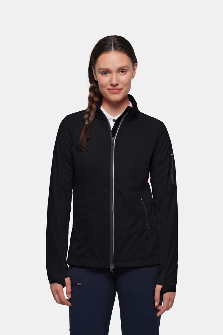HAKRO 256 Damen Light-Softshelljacke in Schwarz – Modellansicht