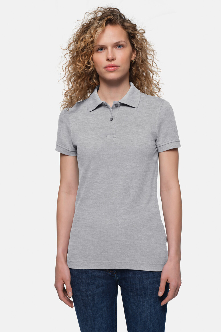HAKRO 224 Damen Poloshirt Top in Grau Meliert – Modellansicht