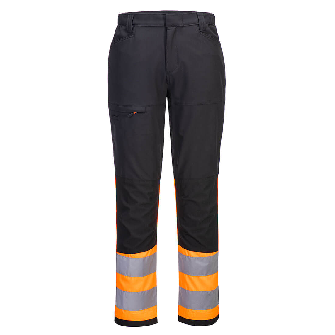 Portwest WX2 Eco Hi-Vis Class 1 Service Trousers in Orange/Schwarz – Vorderansicht