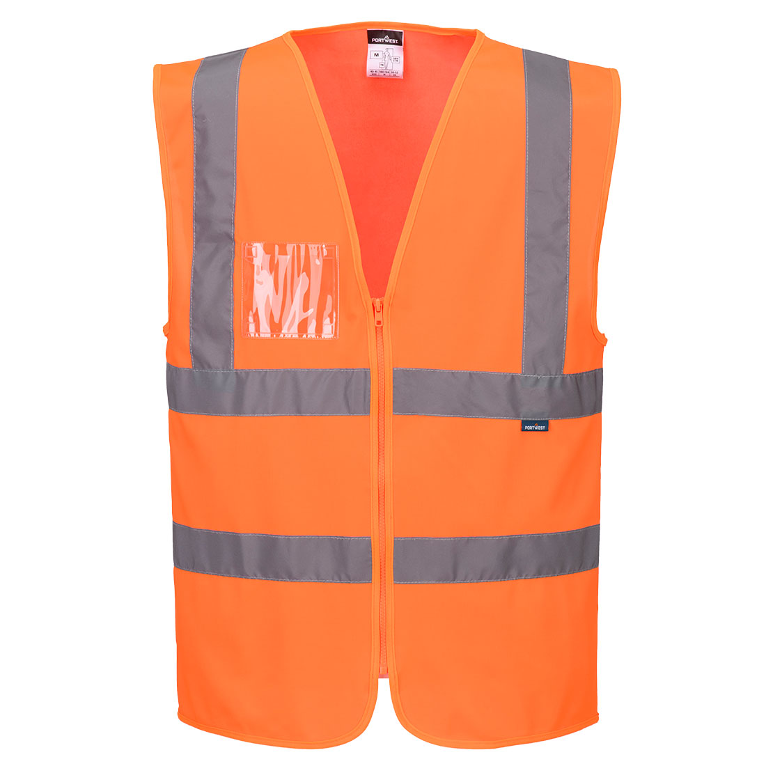 Portwest Hi-Vis Zipped Band and Brace Vest in Orange – Vorderansicht