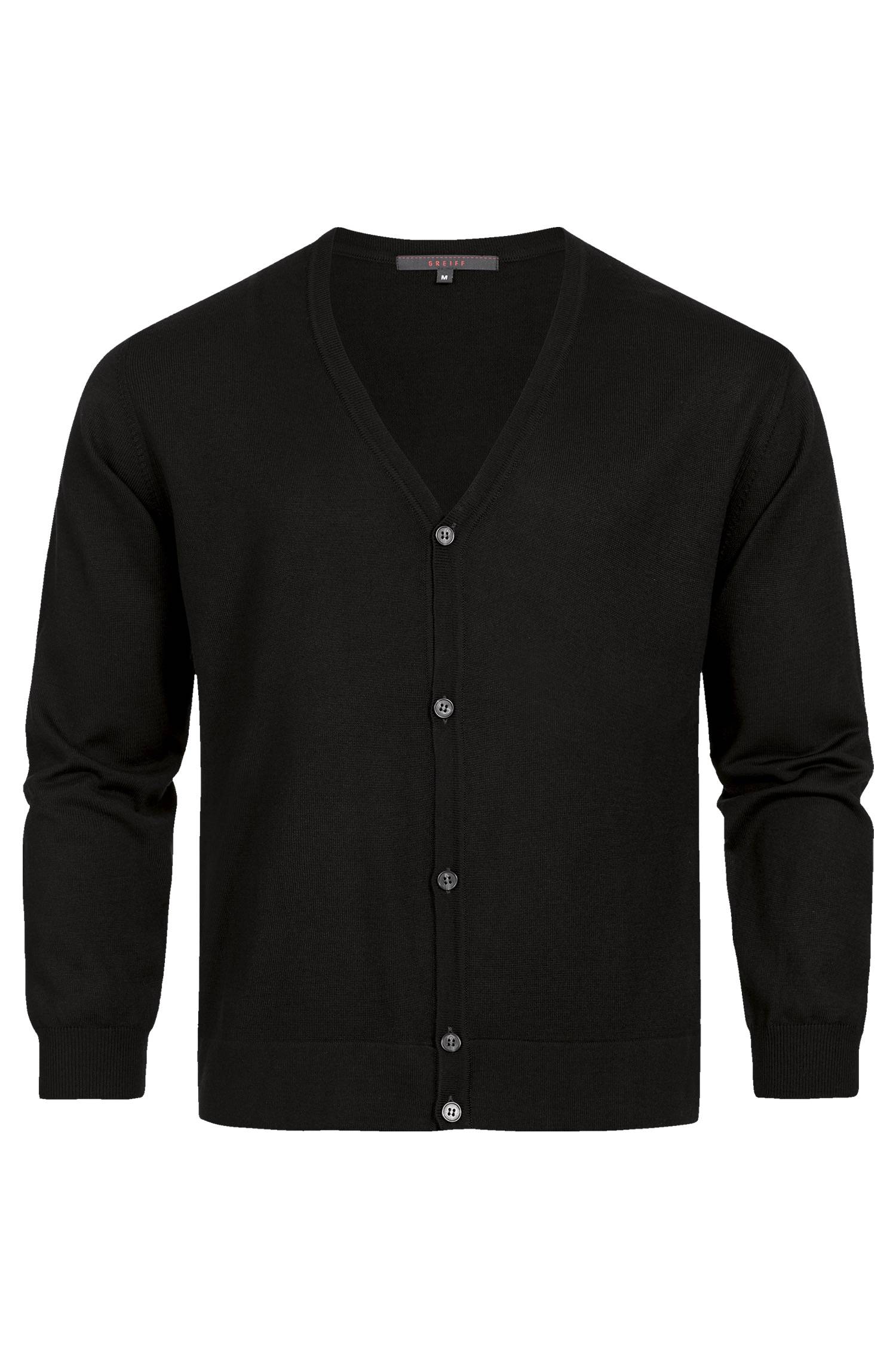 Greiff Herren-Strickjacke RF in Schwarz – Vorderansicht