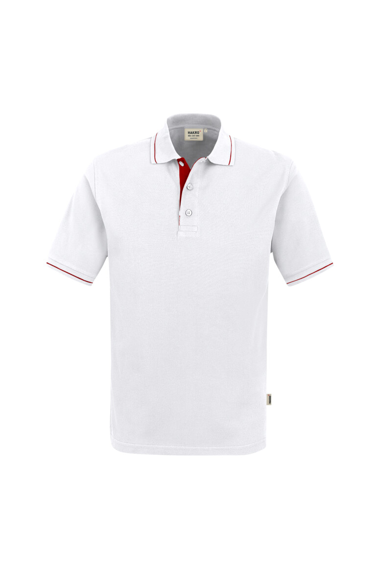 HAKRO 803 Poloshirt Casual in Weiß/Rot – Vorderansicht
