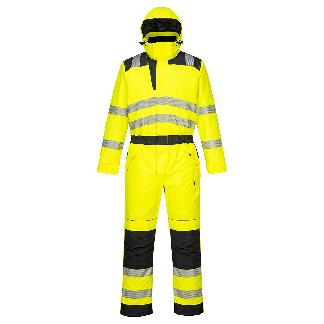 Portwest PW3 Hi-Vis Winter Coverall in Gelb/Schwarz – Vorderansicht
