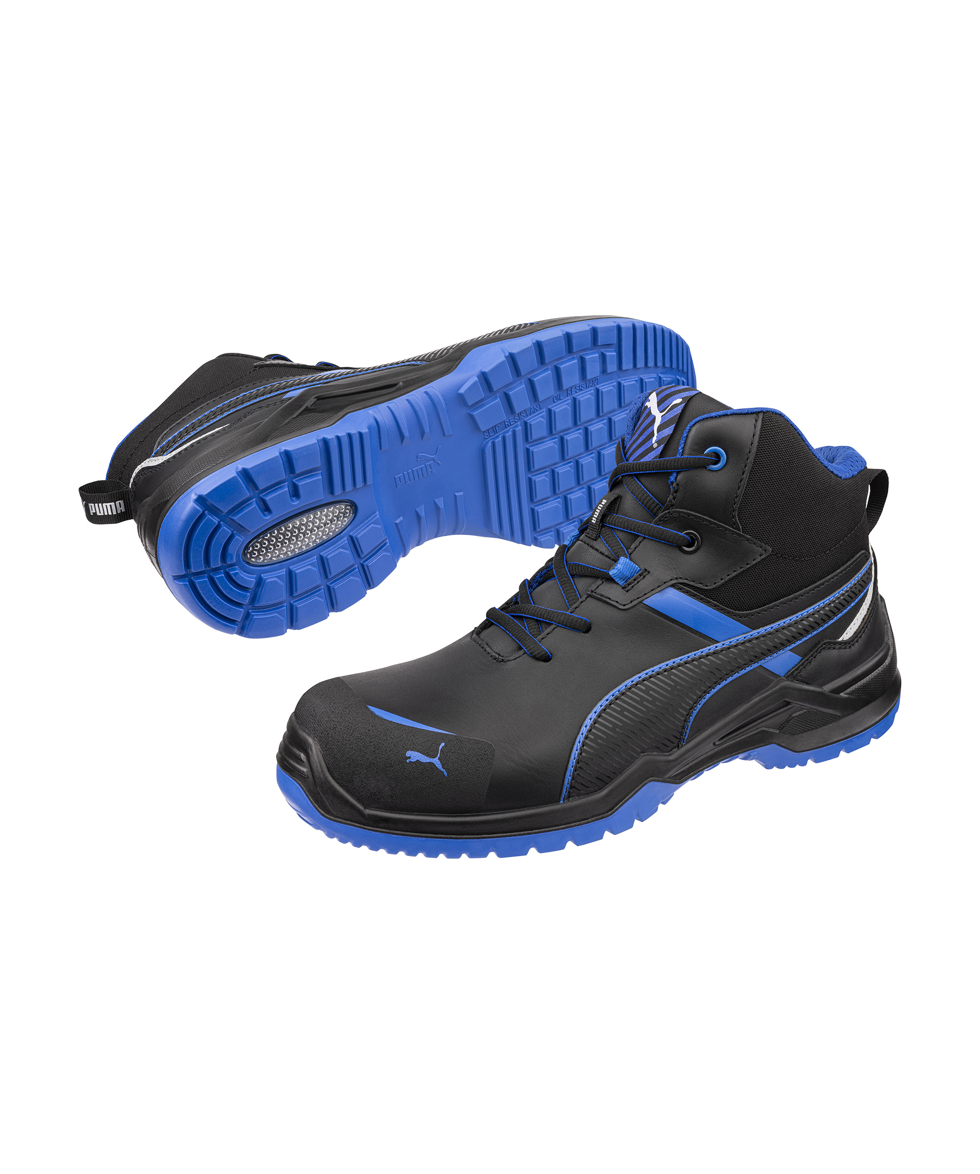 PUMA SAFETY Krypton Mid Wide S3S in Schwarz/Blau – Vorderansicht