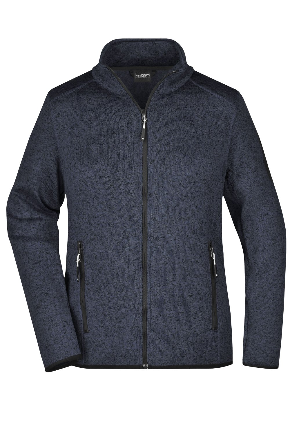 Daiber Ladies' Knitted Fleece Jacket in Dark-Grey-Melange/Silver – Vorderansicht