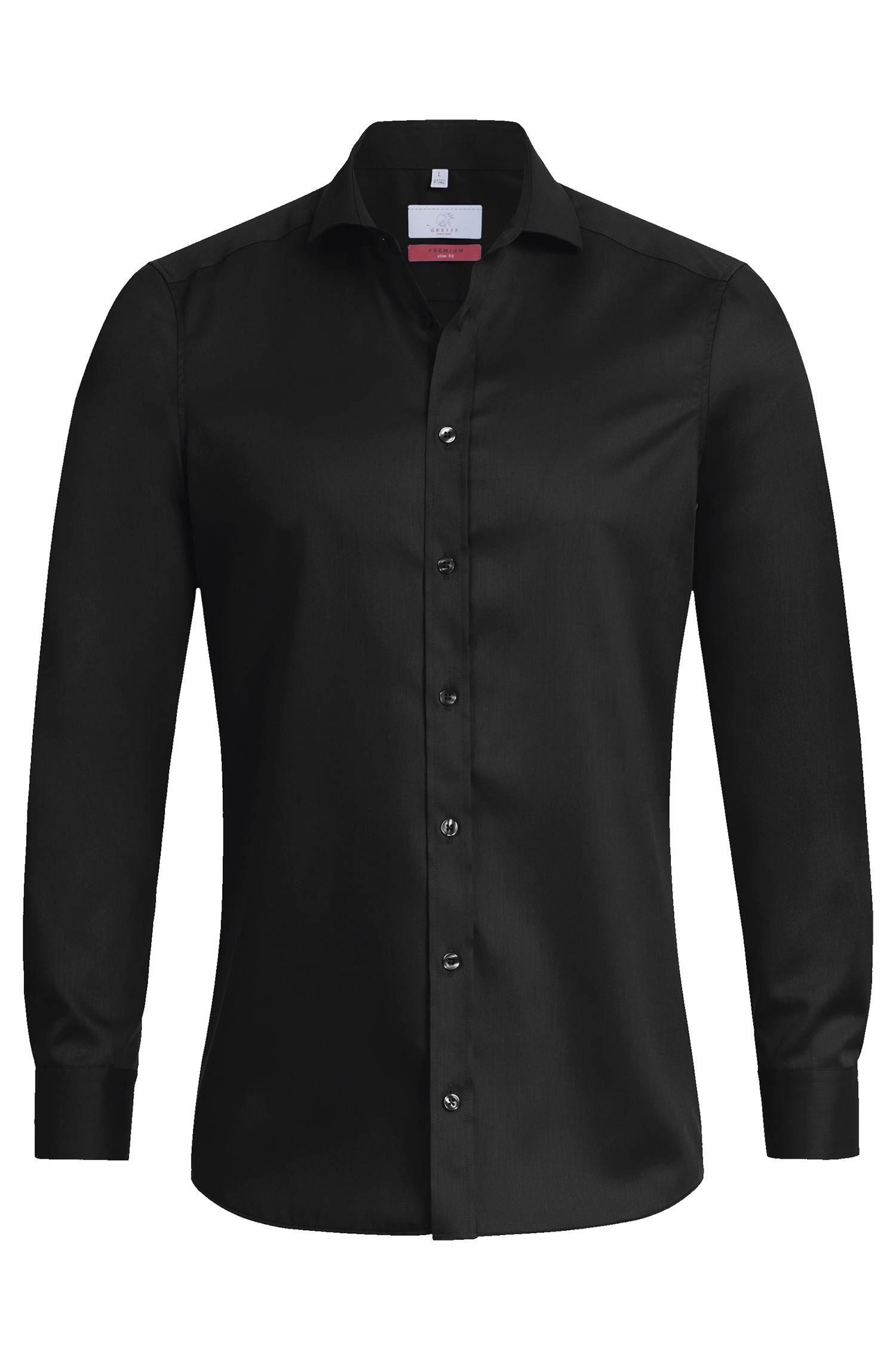 Greiff Herren-Hemd 1/1 SF Premium in Schwarz – Vorderansicht