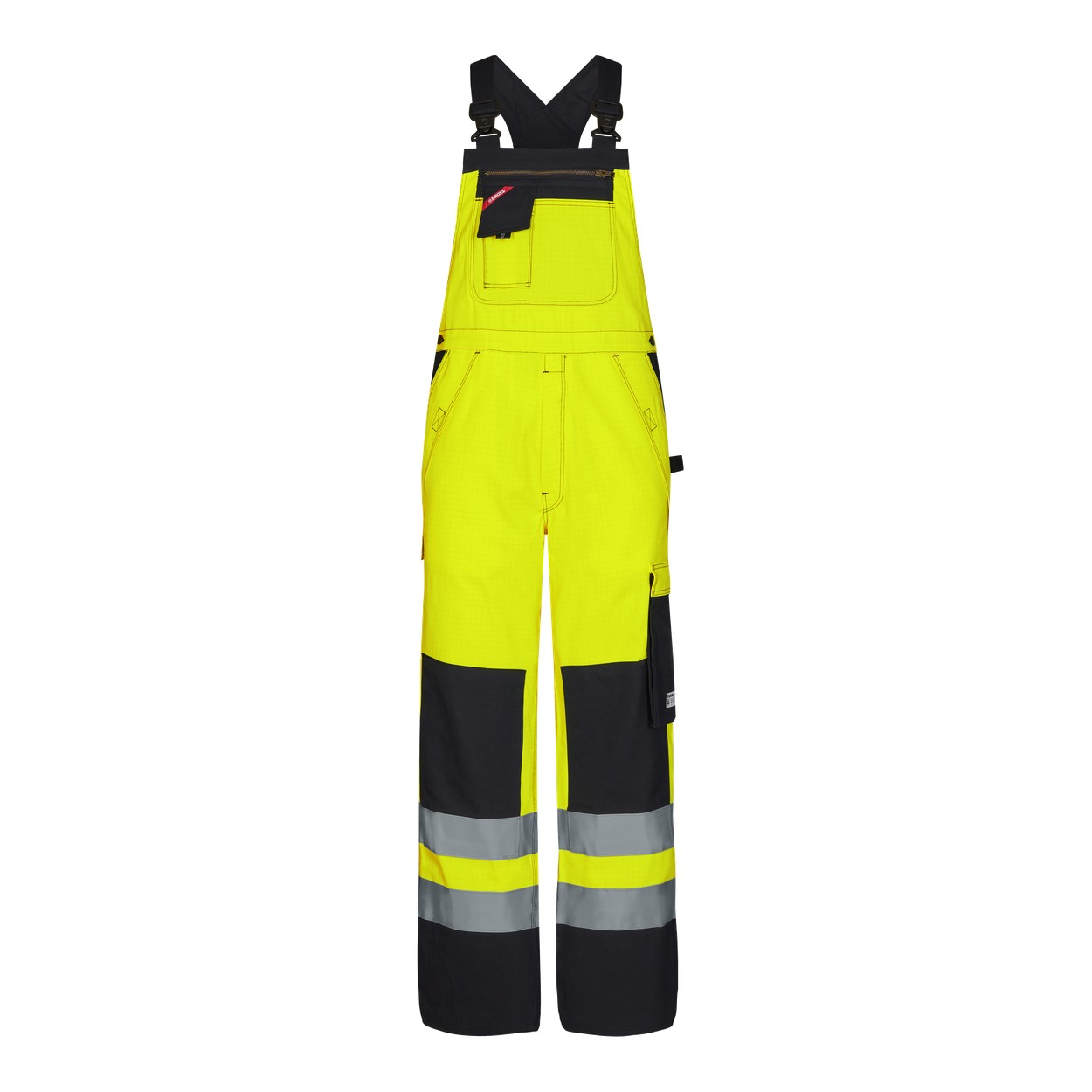 ENGEL Safety+ 3235-825 EN ISO 20471 Multinorm Latzhose in Gelb/Schwarz – Vorderansicht