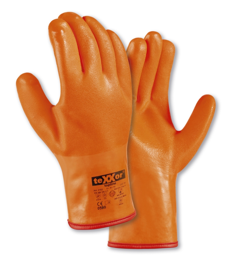 teXXor® topline Winterhandschuhe PVC in Leuchtorange – Detailansicht