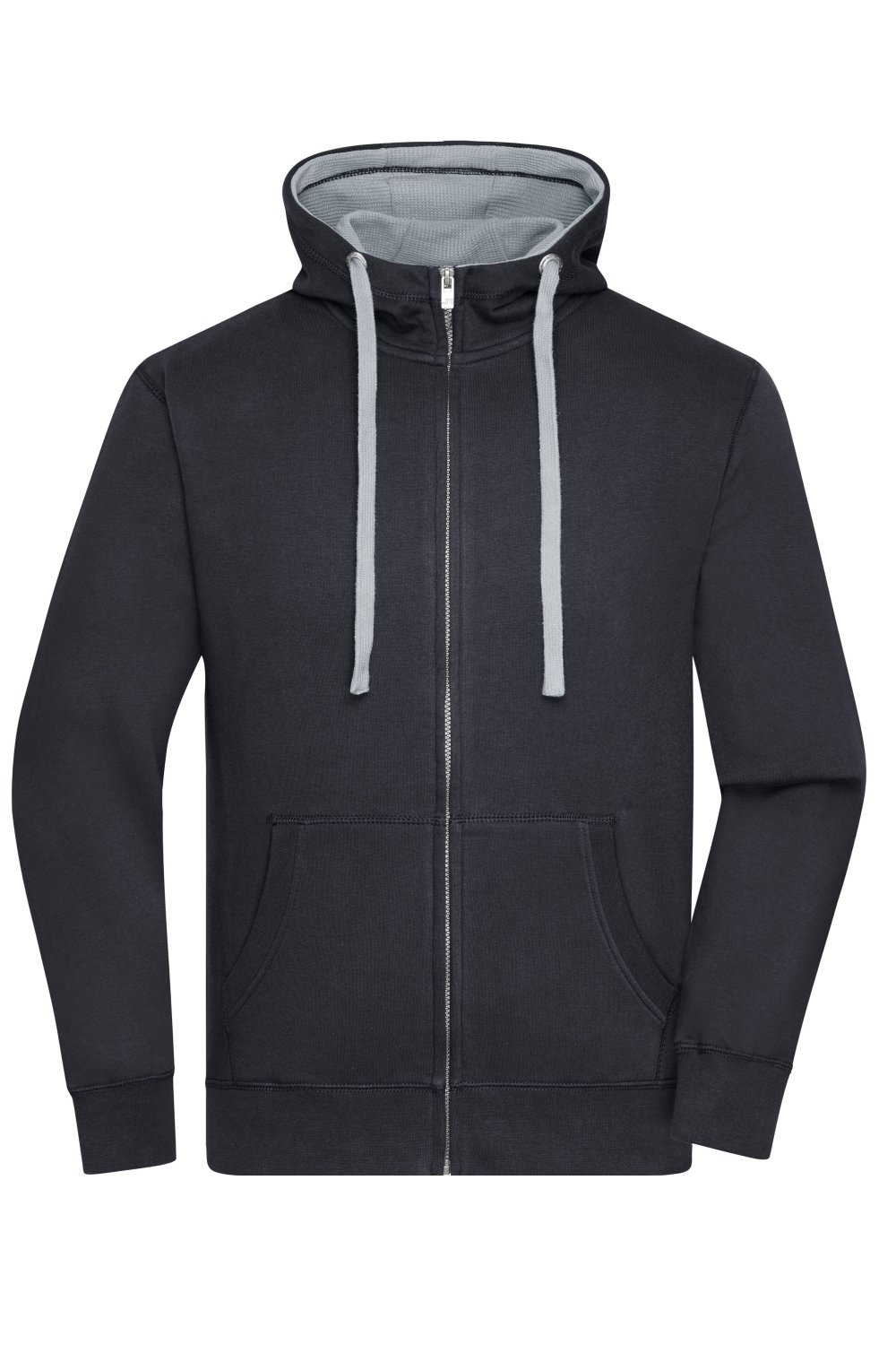 Daiber Men's Lifestyle Zip-Hoody in Black/Grey-Heather – Vorderansicht