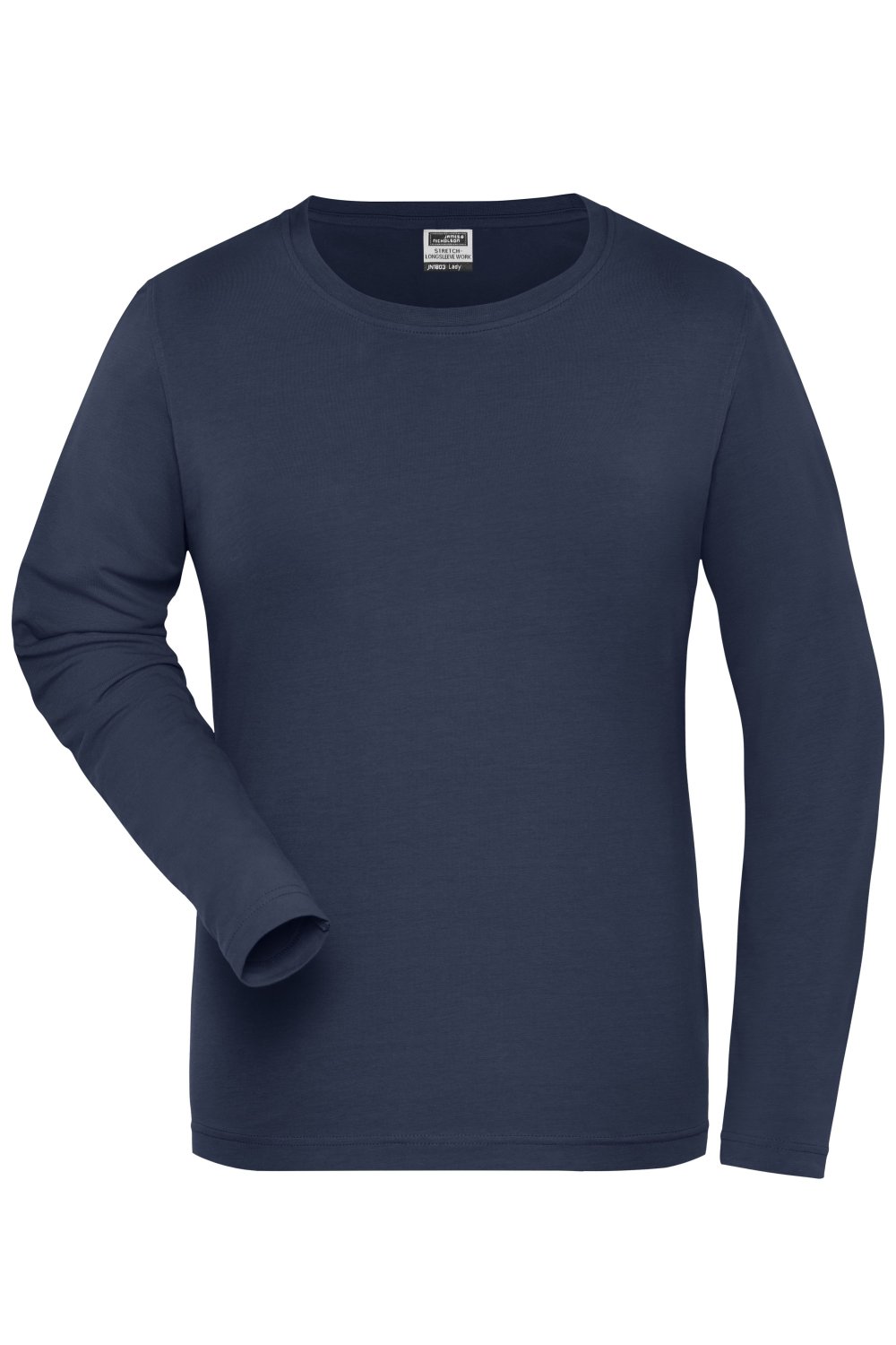 Daiber Ladies' ORGANIC Stretch-Longsleeve Work - SOLID - OCS Blended in Navy – Vorderansicht