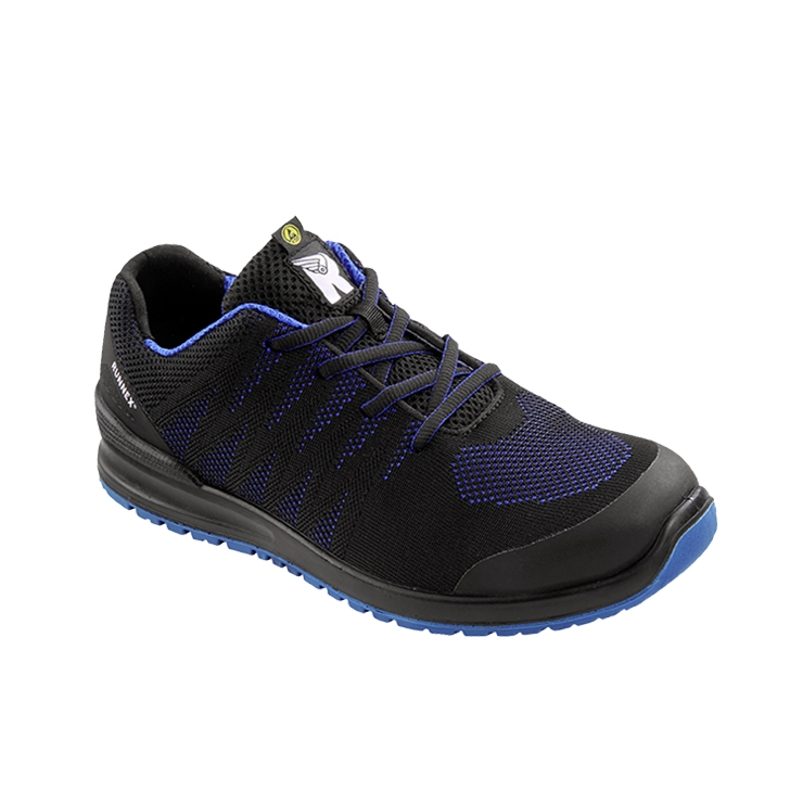 RUNNEX® S1PS-ESD-Sicherheitshalbschuhe SportStar in Schwarz/Blau – Vorderansicht