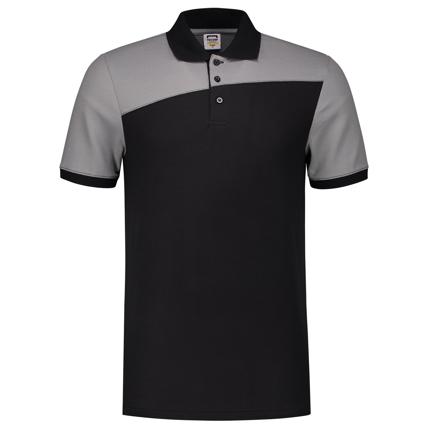 TRICORP Poloshirt Bicolor Quernaht in Black-Grey – Vorderansicht