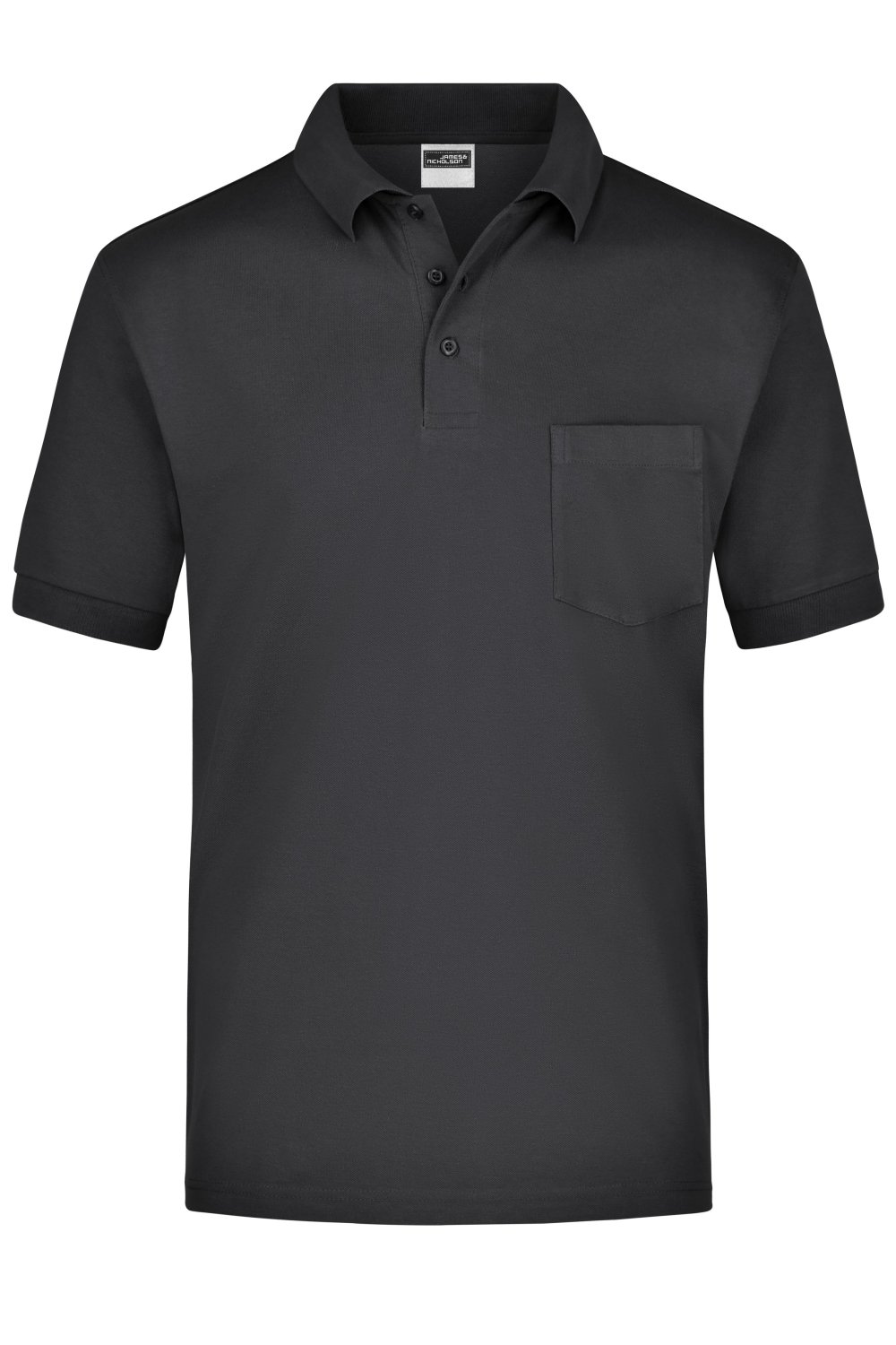 Daiber Polo-Piqué Pocket in Black – Vorderansicht