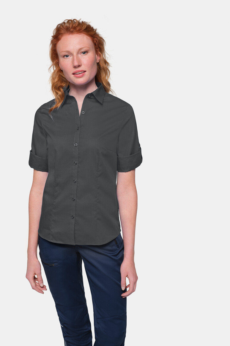HAKRO 120 3/4-Arm-Vario Bluse MIKRALINAR® in Anthrazit – Modellansicht