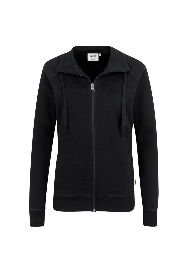 HAKRO 406 Damen Sweatjacke Premium in Schwarz – Vorderansicht