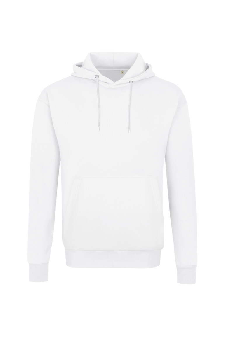 HAKRO 568 Label-Free Kapuzen-Sweat Heavy MIKRALINAR® ECO in Weiß – Vorderansicht