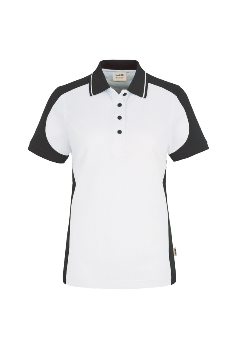 HAKRO 239 Damen Poloshirt Contrast MIKRALINAR® in Weiß/Anthrazit – Vorderansicht