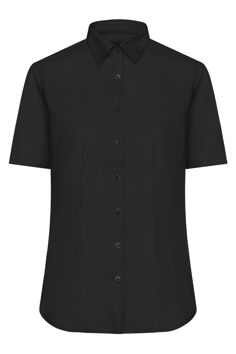 Daiber Ladies' Shirt Short-Sleeved Micro-Twill in Black – Vorderansicht