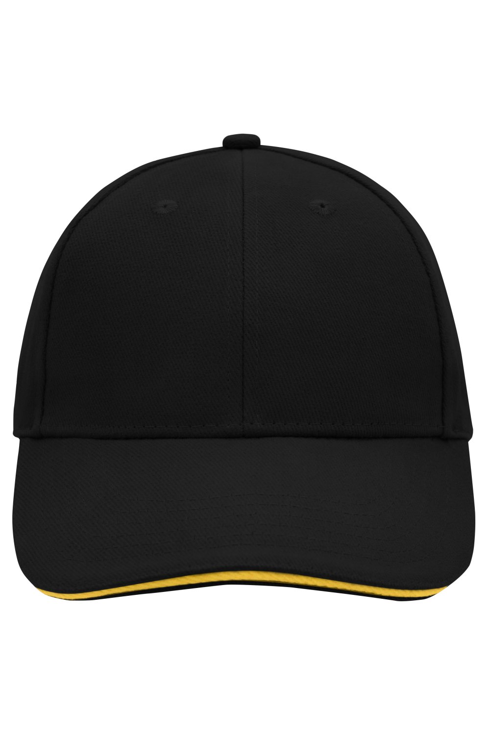 Daiber 6 Panel Sandwich Cap in Black/Yellow – Vorderansicht