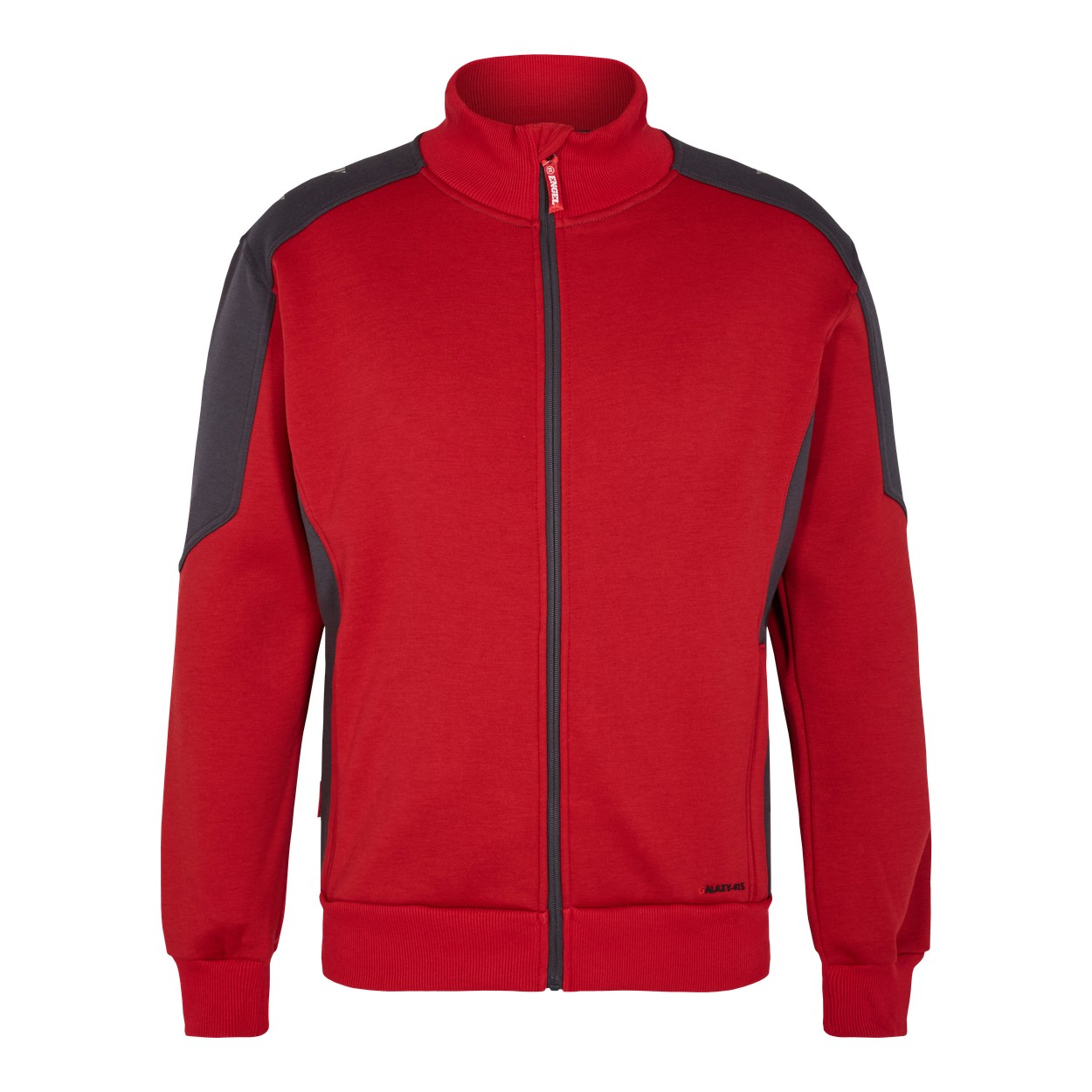 ENGEL Galaxy 8830-233 Sweatcardigan mit Kragen in Tomato Red/Anthrazit Grau – Vorderansicht