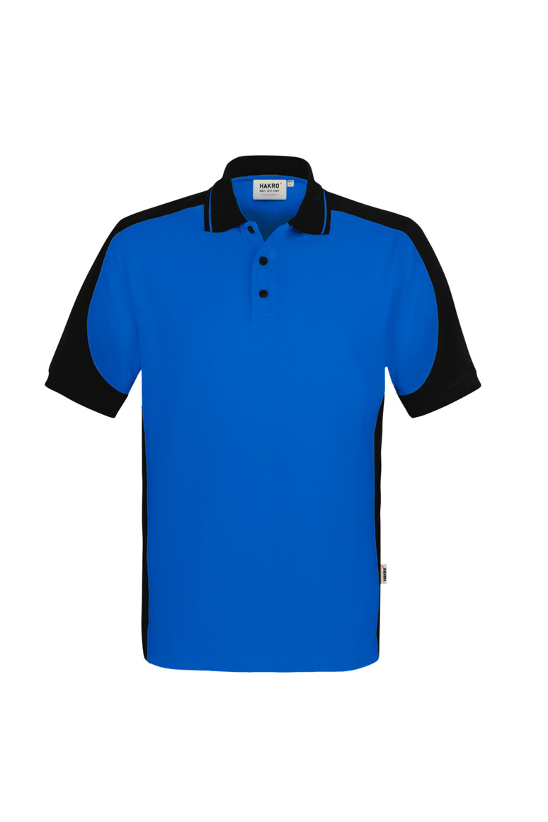 HAKRO 539 Poloshirt Contrast MIKRALINAR® ECO in Royalblau/Schwarz – Vorderansicht