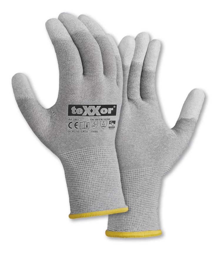 teXXor® Strickhandschuhe ESD 1 in Grau/ Weiß – Detailansicht