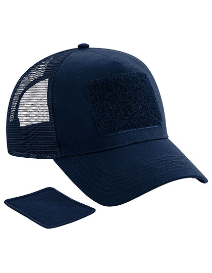 Beechfield Removable Patch Snapback Trucker in French Navy – Vorderansicht