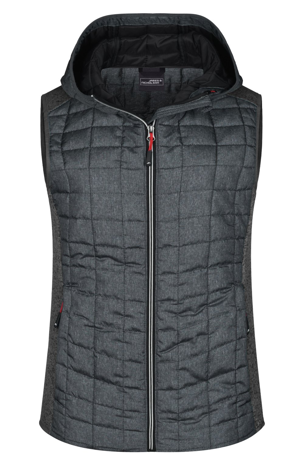 Daiber Ladies' Knitted Hybrid Vest in Grey-Melange/Anthracite-Melange – Vorderansicht