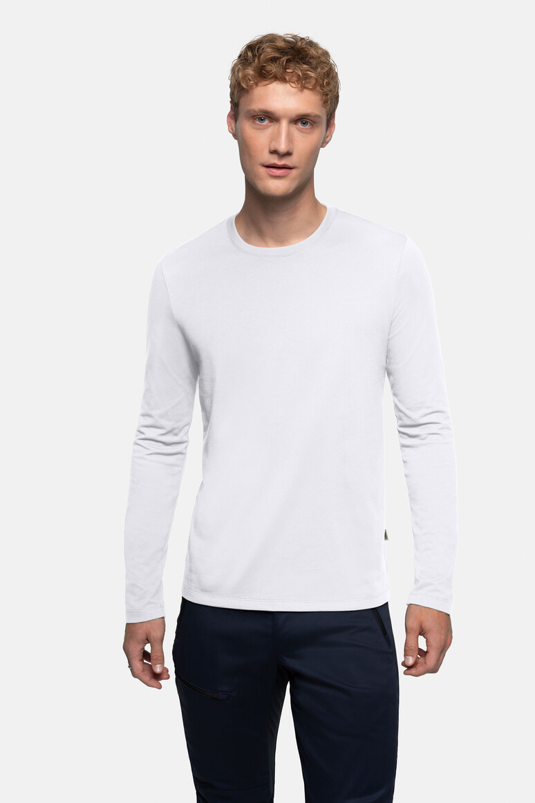 HAKRO 279 Longsleeve MIKRALINAR® in Weiß – Modellansicht