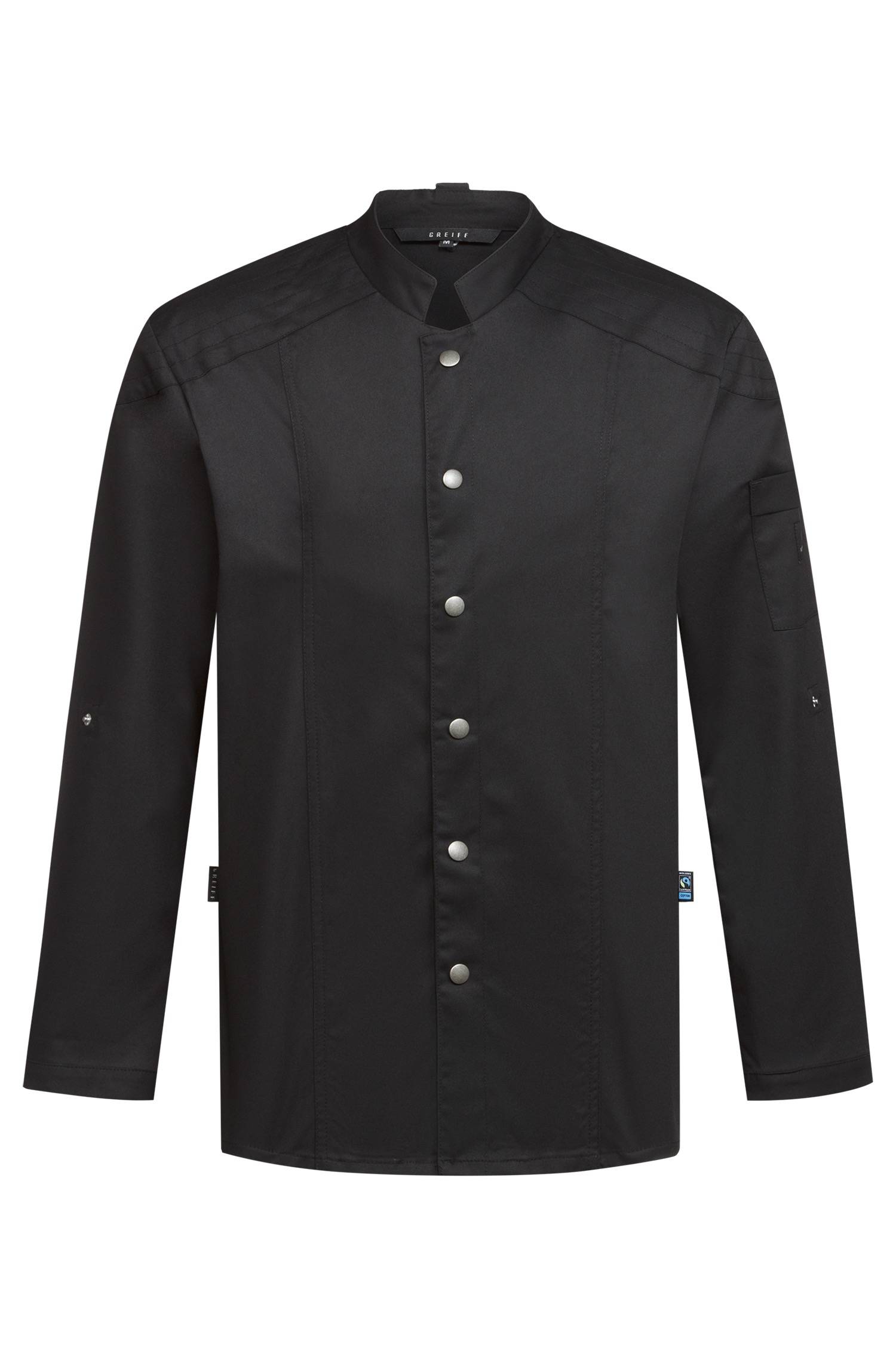 Greiff Kochjacke im Bikerstyle RF in Schwarz – Vorderansicht