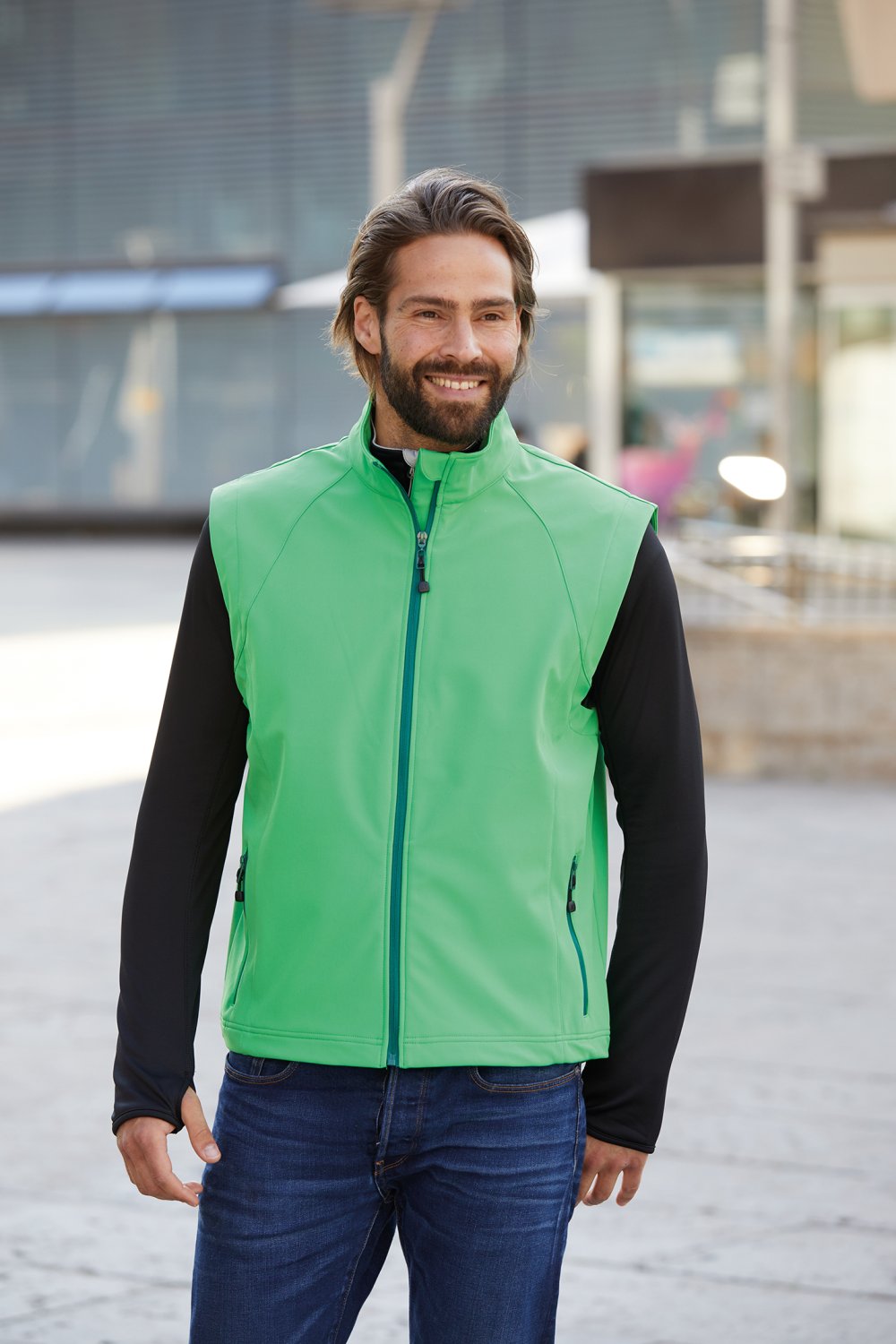 Daiber Men's Softshell Vest in Green – Modellansicht