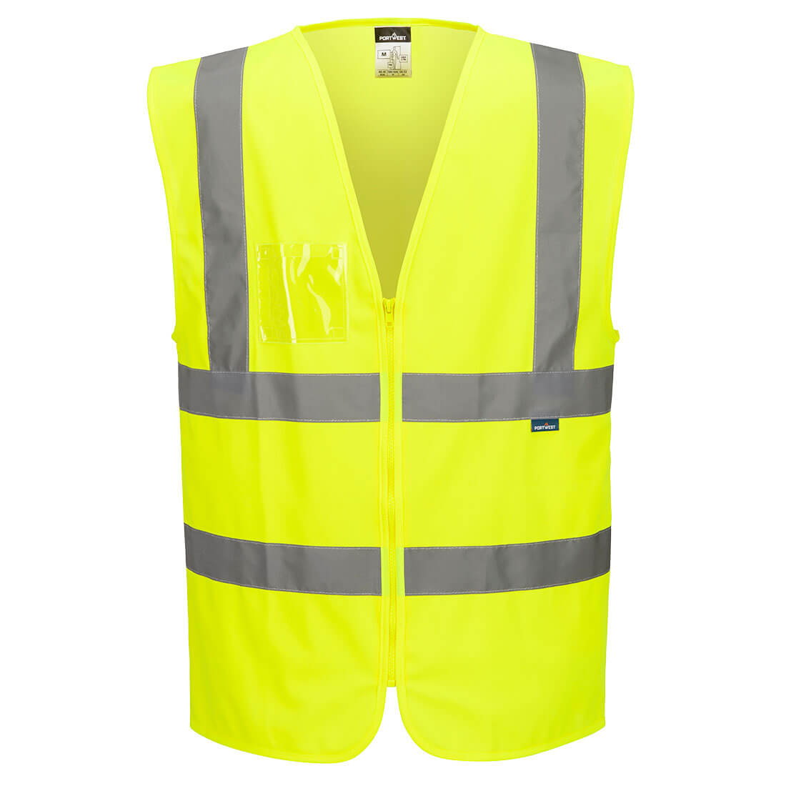 Portwest Hi-Vis Zipped Band and Brace Vest in Gelb – Vorderansicht