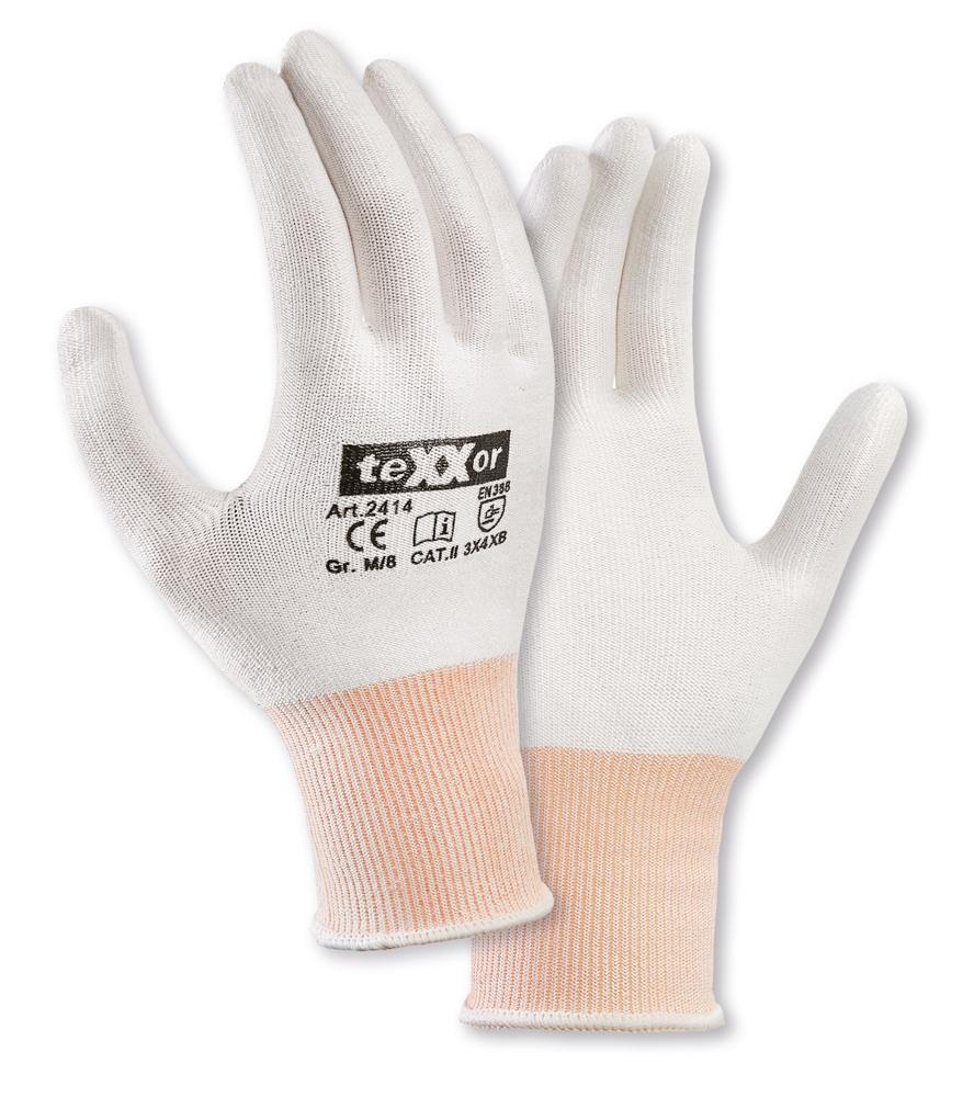 teXXor® Schnittschutz-Strickhandschuhe OHNE BESCHICHTUNG in Weiß – Detailansicht