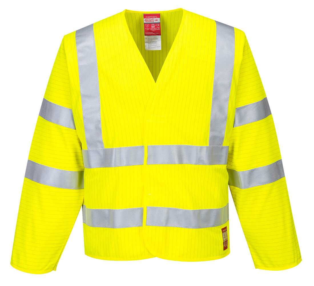 Portwest Bizflame Hi-Vis FR Long Sleeve Vest in Gelb – Vorderansicht