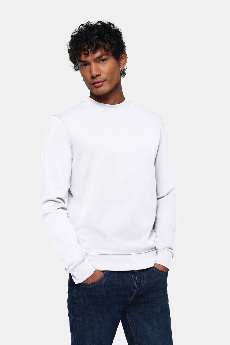 HAKRO 550 Sweatshirt MIKRALINAR® ECO in Weiß – Modellansicht
