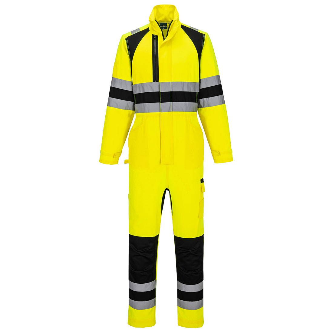 Portwest WX2 Eco Hi-Vis Coverall in Gelb/Schwarz – Vorderansicht