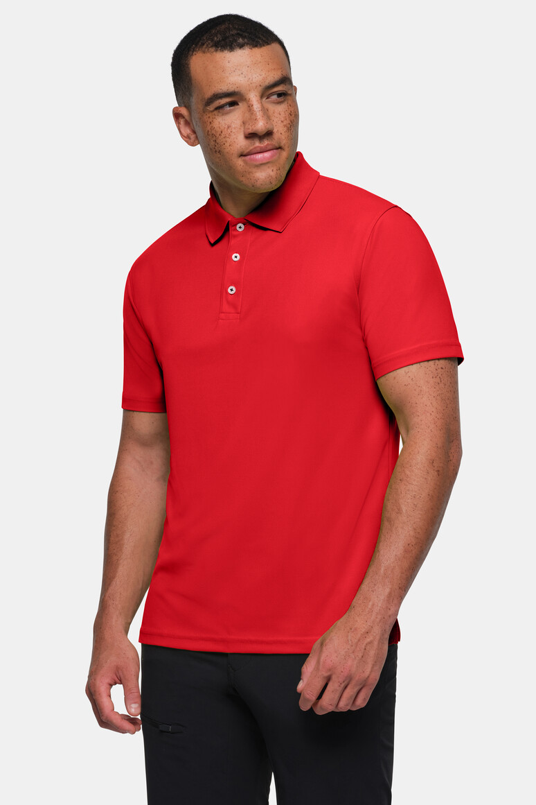 HAKRO 806 Poloshirt COOLMAX® ECO in Rot – Modellansicht