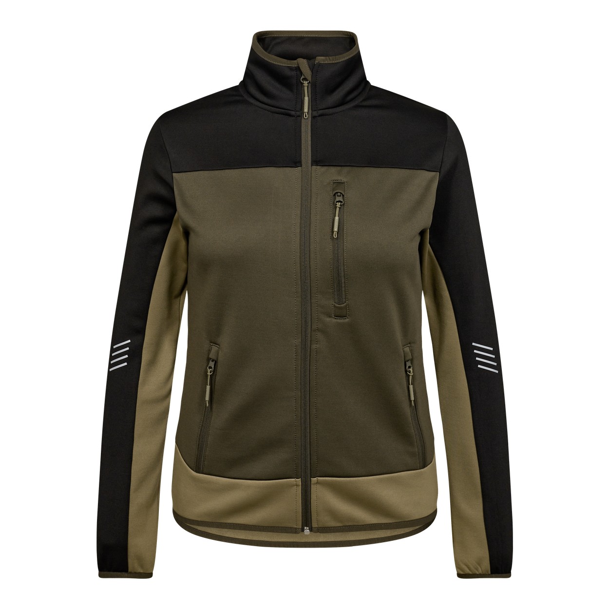 ENGEL Entire 8336-238 Damen Midlayer-Cardigan in Forest Green/Schwarz – Vorderansicht