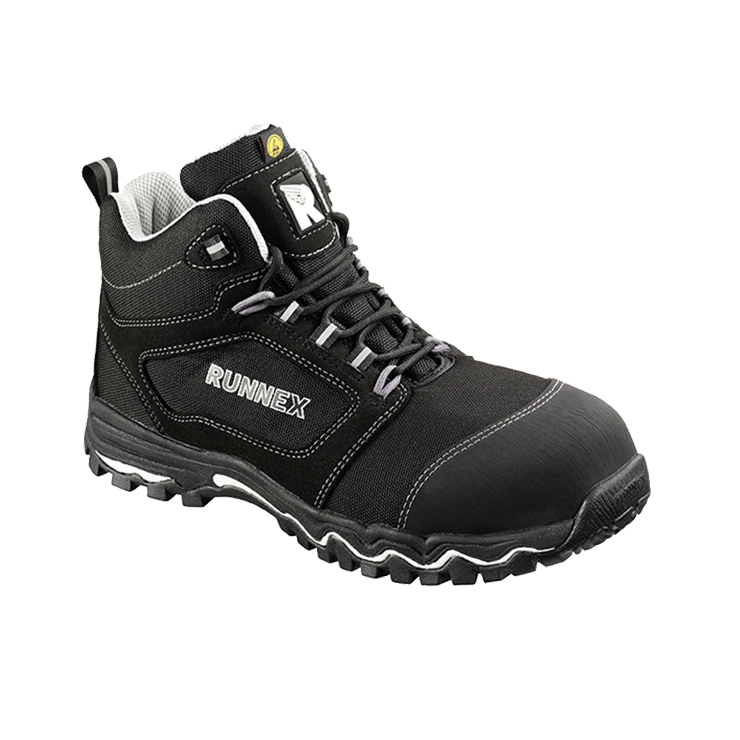 RUNNEX® S3S-ESD-Sicherheitsschnürstiefel LightStar in Schwarz/Weiß/Grau – Vorderansicht