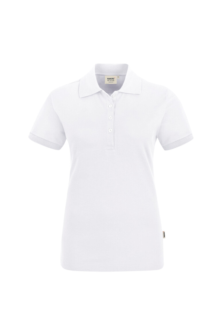 HAKRO 222 Damen Poloshirt Stretch in Weiß – Vorderansicht