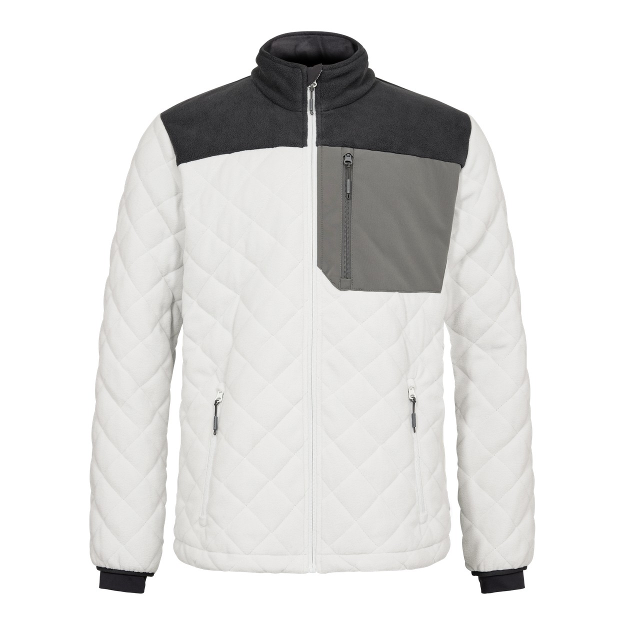 ENGEL Entire 1326-143 Gestepptes-Fleecejacke in Bone White / Anthracite Grey – Vorderansicht