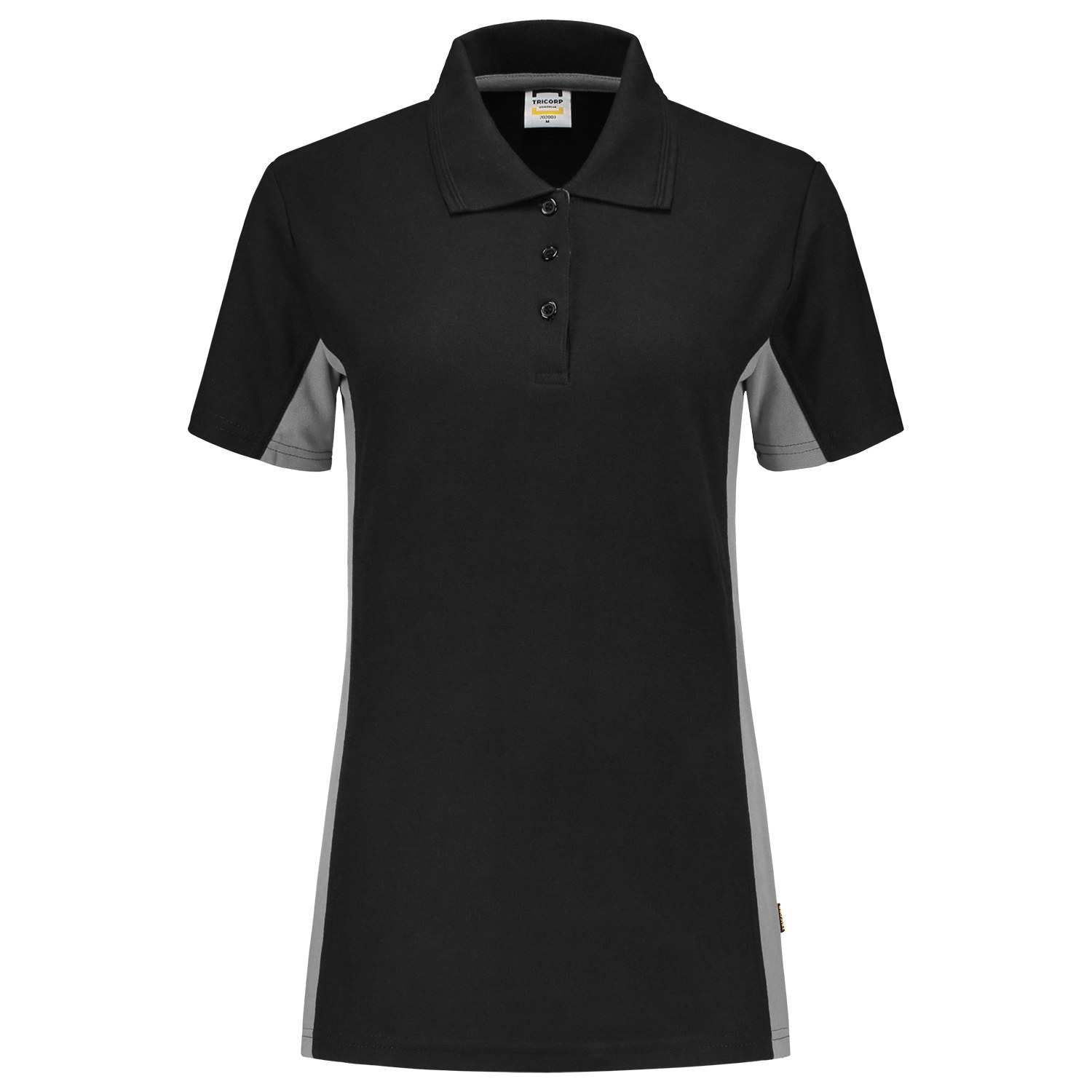 TRICORP Poloshirt Bicolor Damen in Black-Grey – Vorderansicht