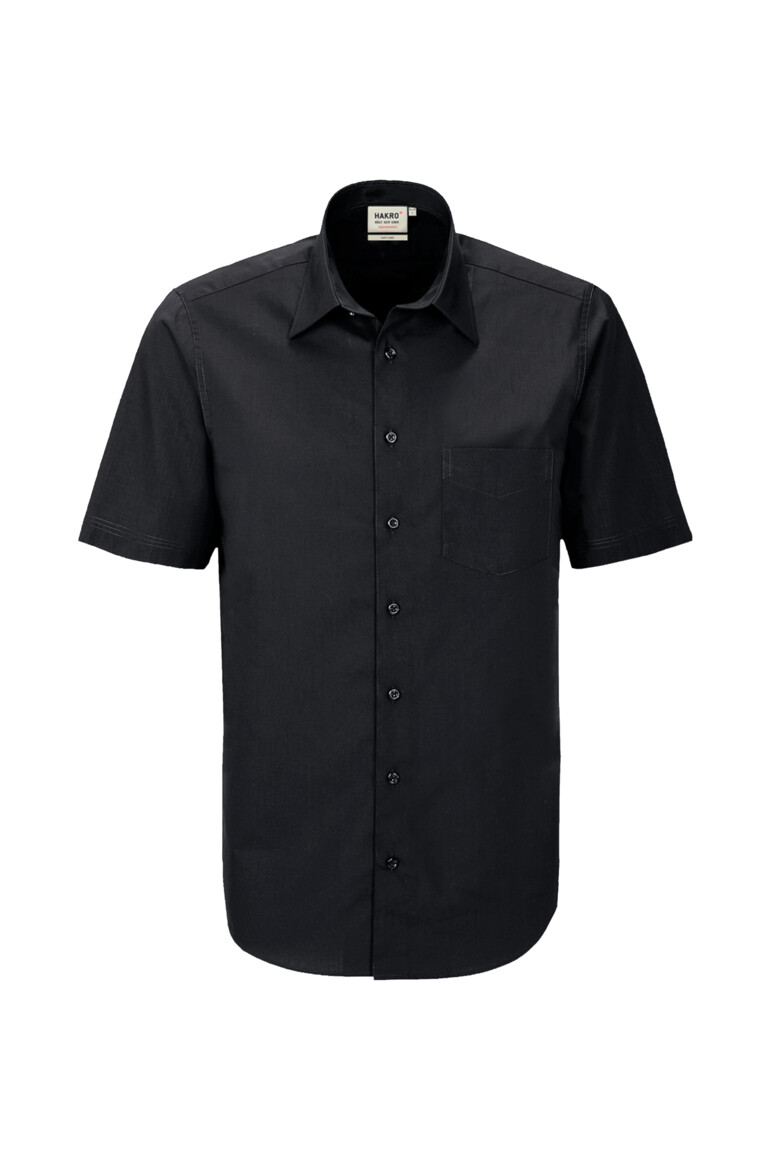 HAKRO 122 1/2-Arm Hemd MIKRALINAR® Comfort in Schwarz – Vorderansicht